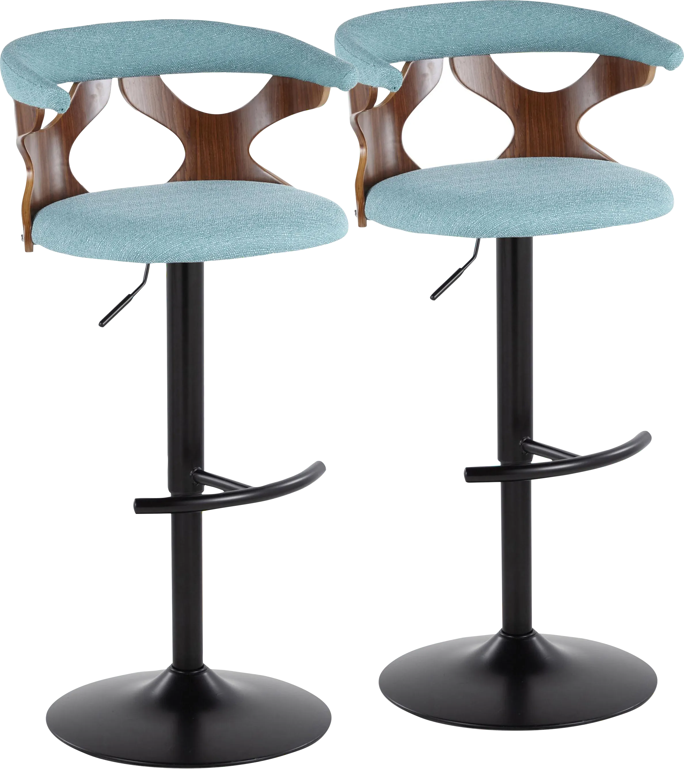 Wyndmoor VIII Teal Adjustable Barstool, Set of 2 - Thumbnail - Image 1