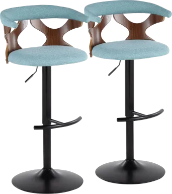 Wyndmoor VIII Teal Adjustable Barstool, Set of 2