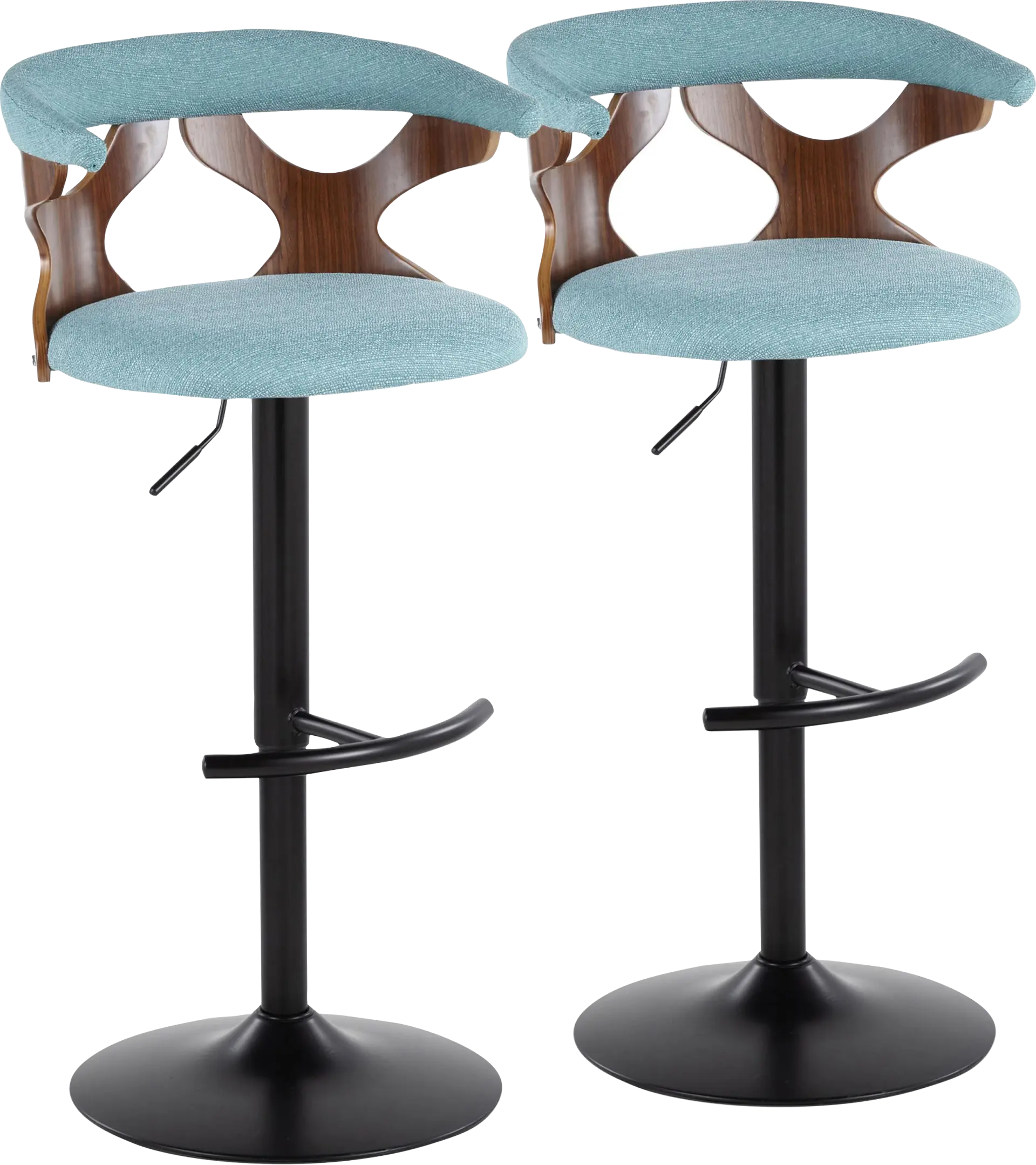 Wyndmoor VIII Teal Adjustable Barstool, Set of 2