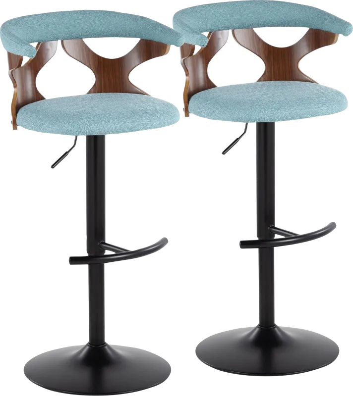 Wyndmoor VIII Teal Adjustable Barstool, Set of 2