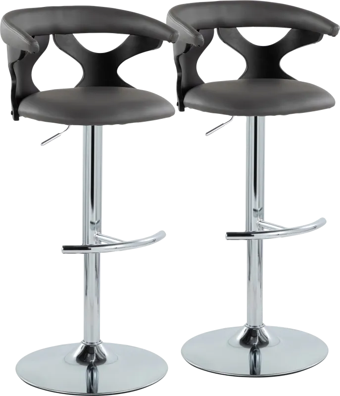 Wyndmoor XIII Black Adjustable Barstool, Set of 2