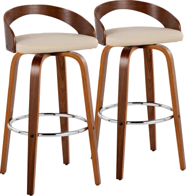 Zykan V Brown Swivel Barstool, Set of 2