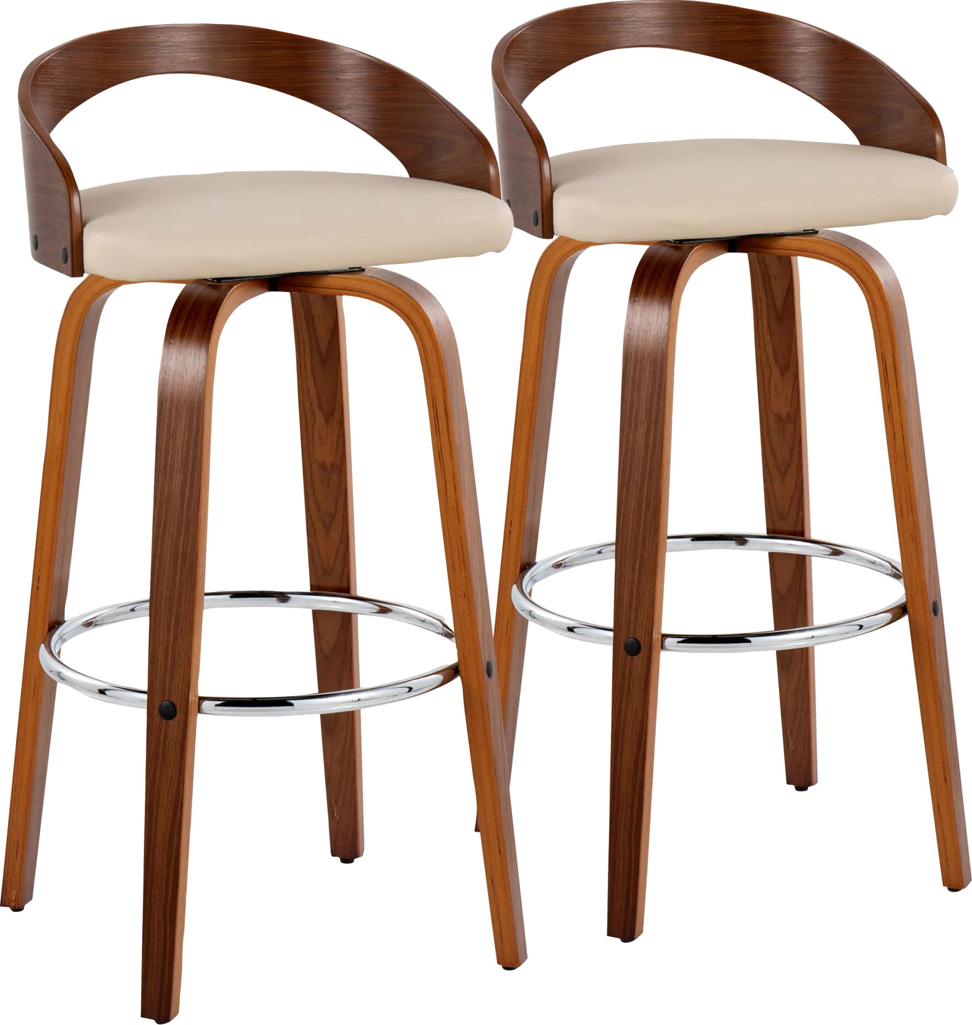 Zykan V Brown Swivel Barstool, Set of 2