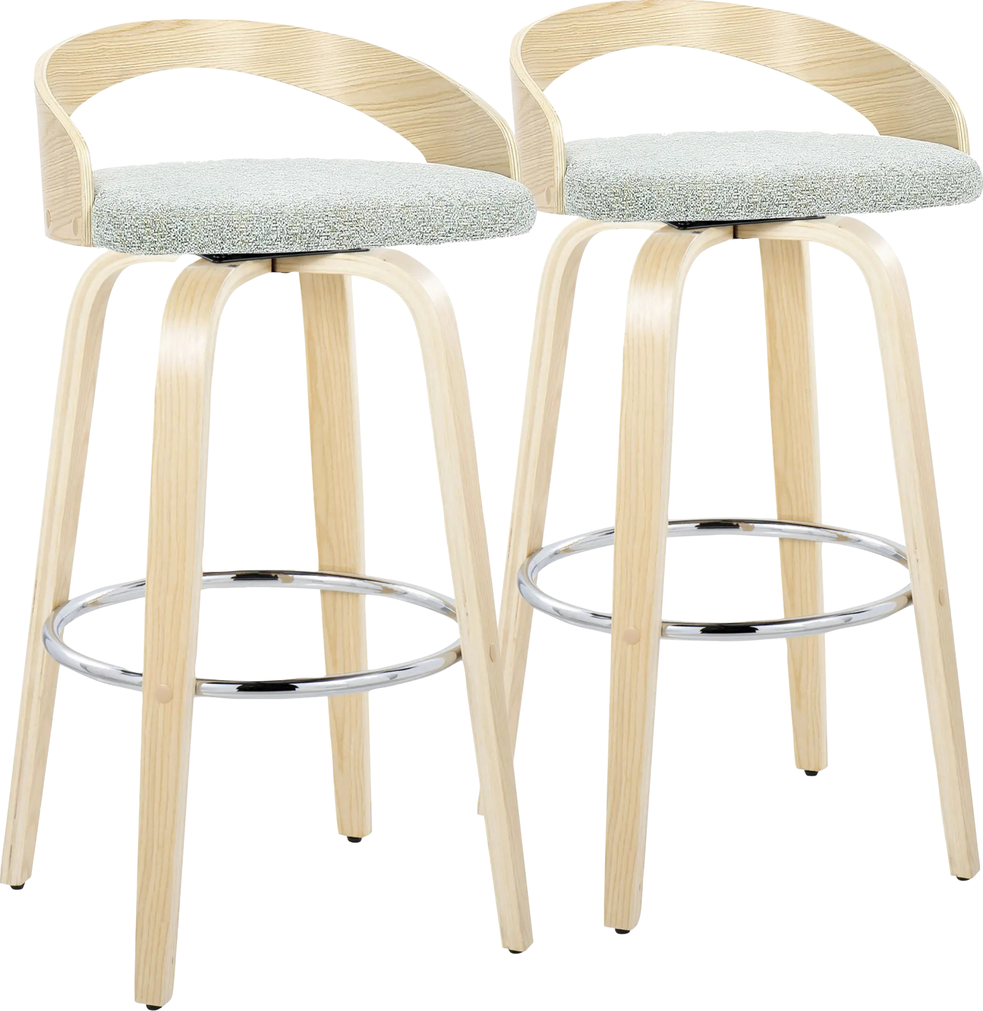 Zykan VI Light Green Swivel Barstool, Set of 2