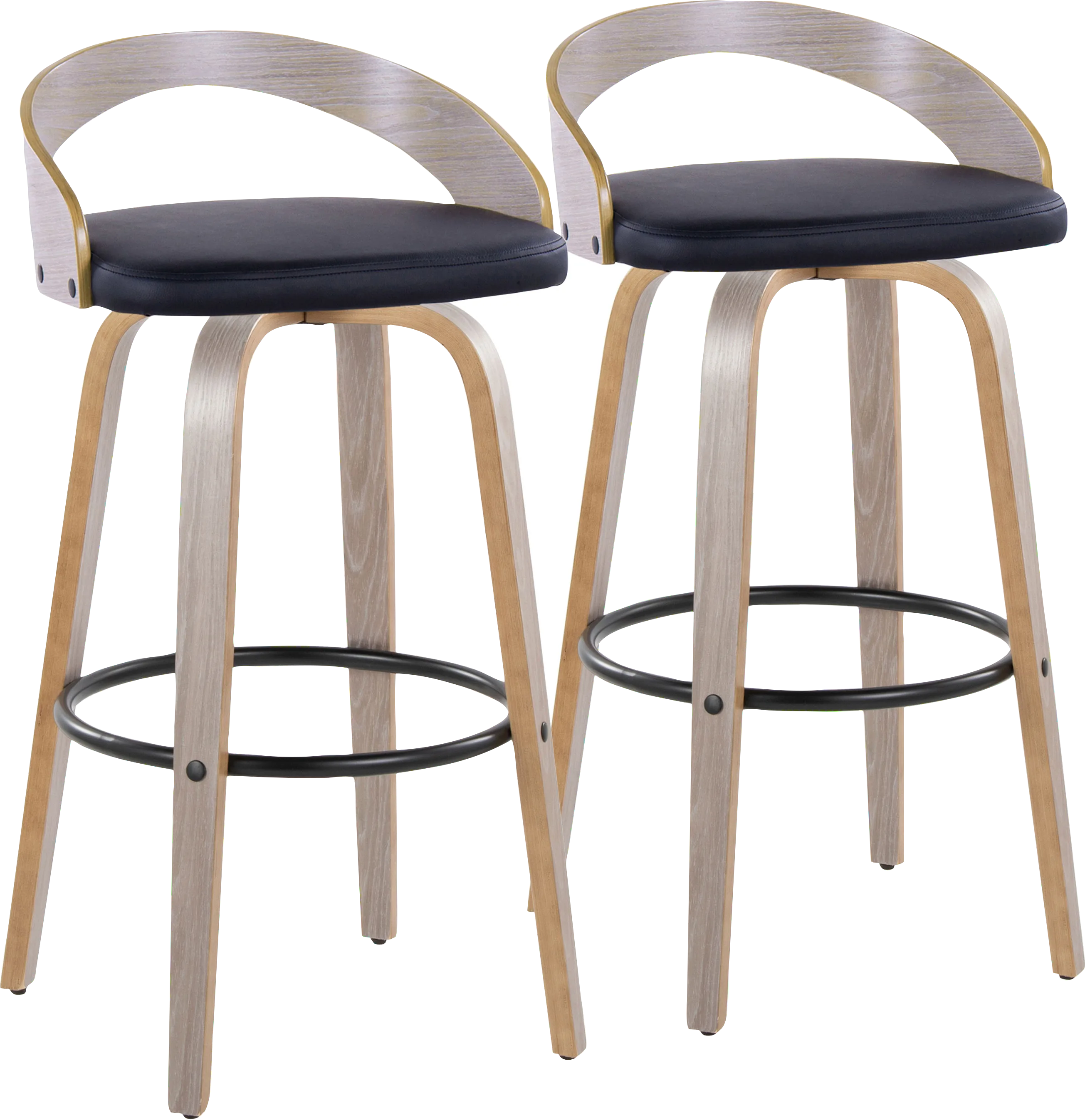 Zykan I Black Swivel Barstool, Set of 2 - Thumbnail - Image 1