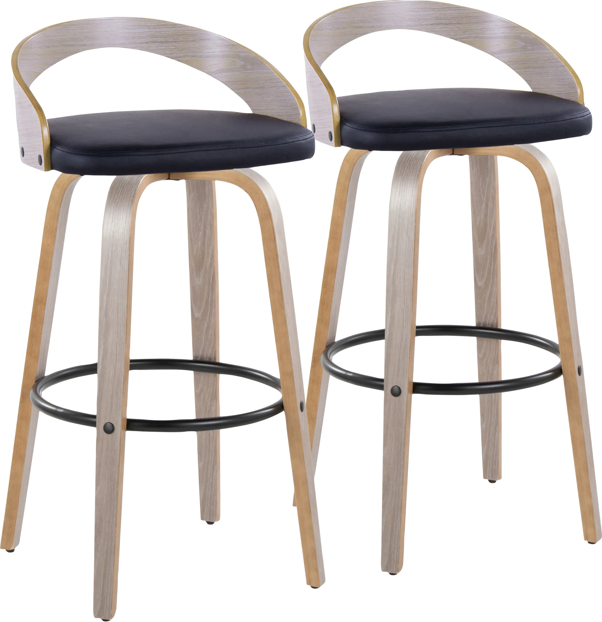 Zykan I Black Swivel Barstool, Set of 2 - Image 1