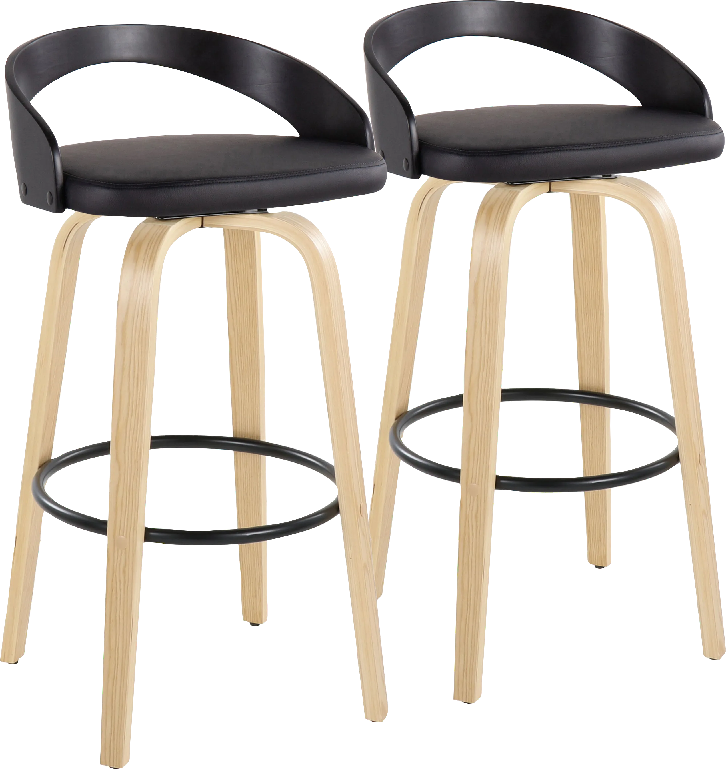 Zykan VII Black Swivel Barstool, Set of 2 - Image 1