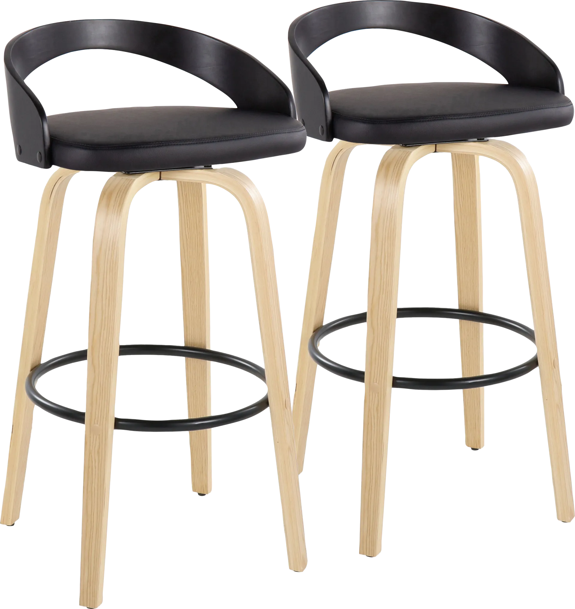 Zykan VII Black Swivel Barstool, Set of 2 - Image 1