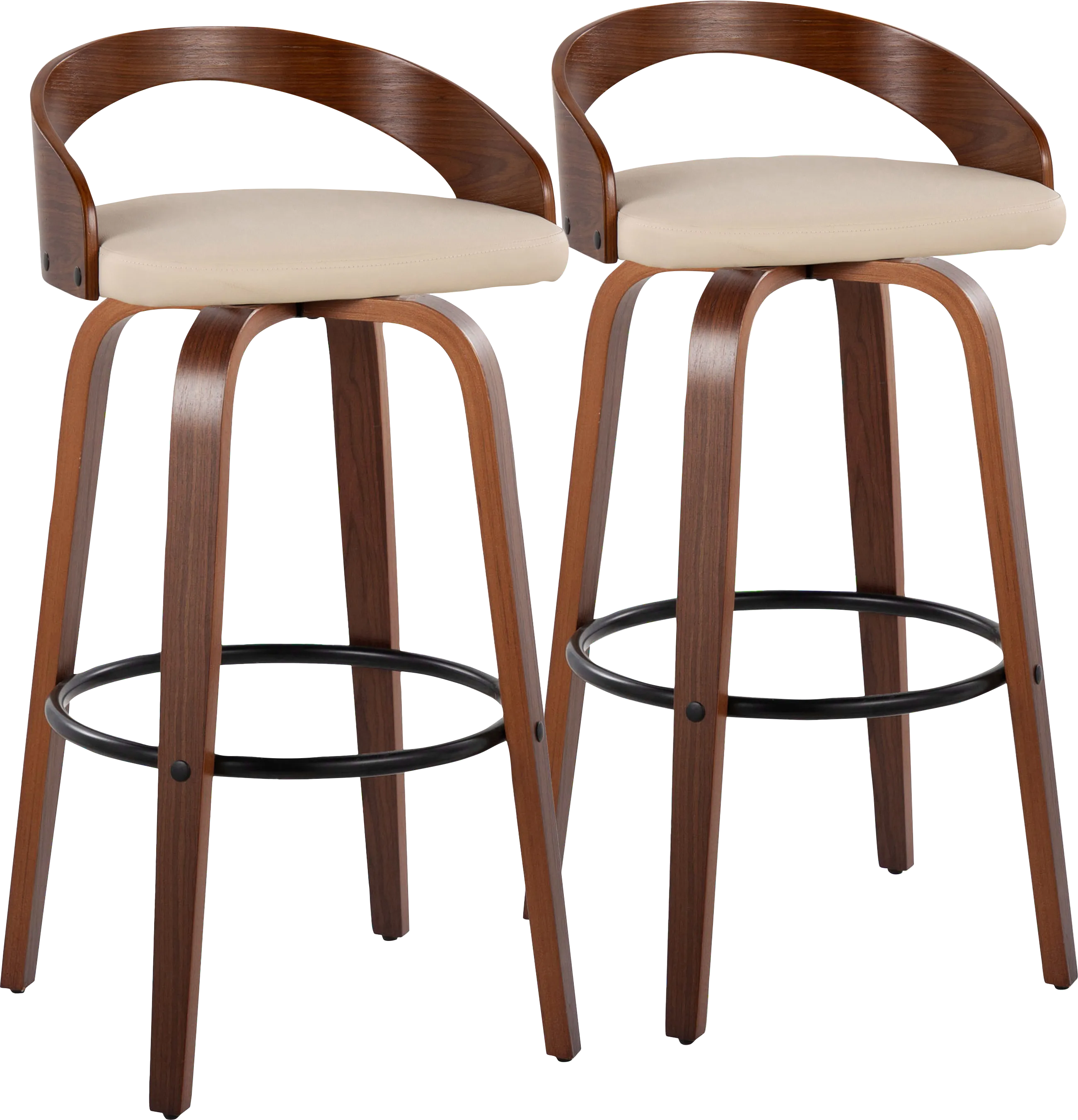 Zykan IX Cream Swivel Barstool, Set of 2 - Thumbnail - Image 1