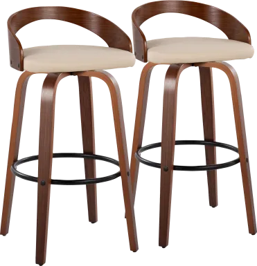 Zykan IX Cream Swivel Barstool, Set of 2