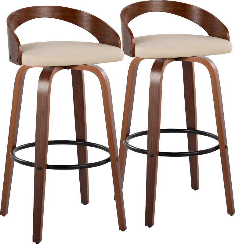 Zykan IX Cream Swivel Barstool, Set of 2