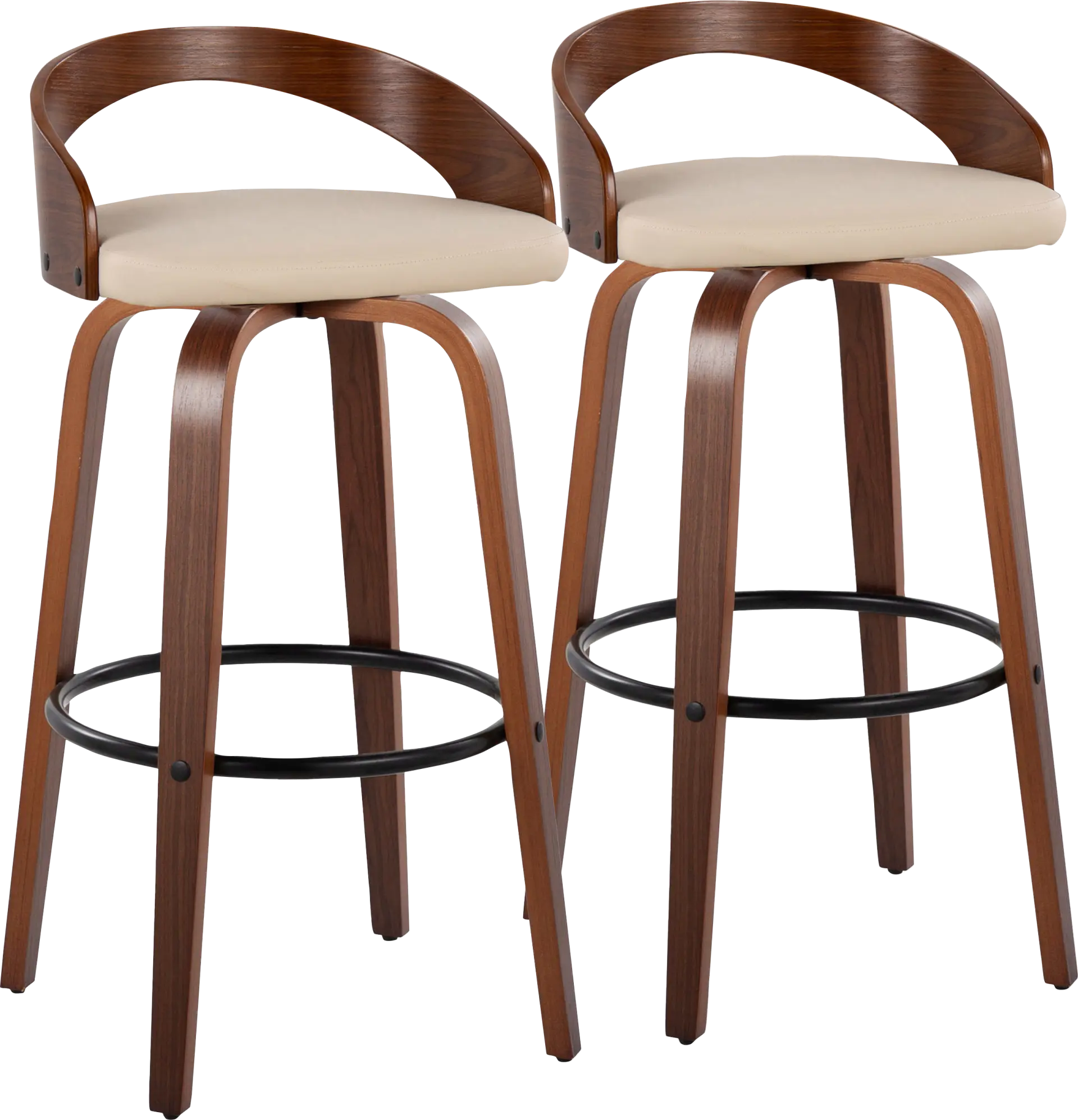 Zykan IX Cream Swivel Barstool, Set of 2