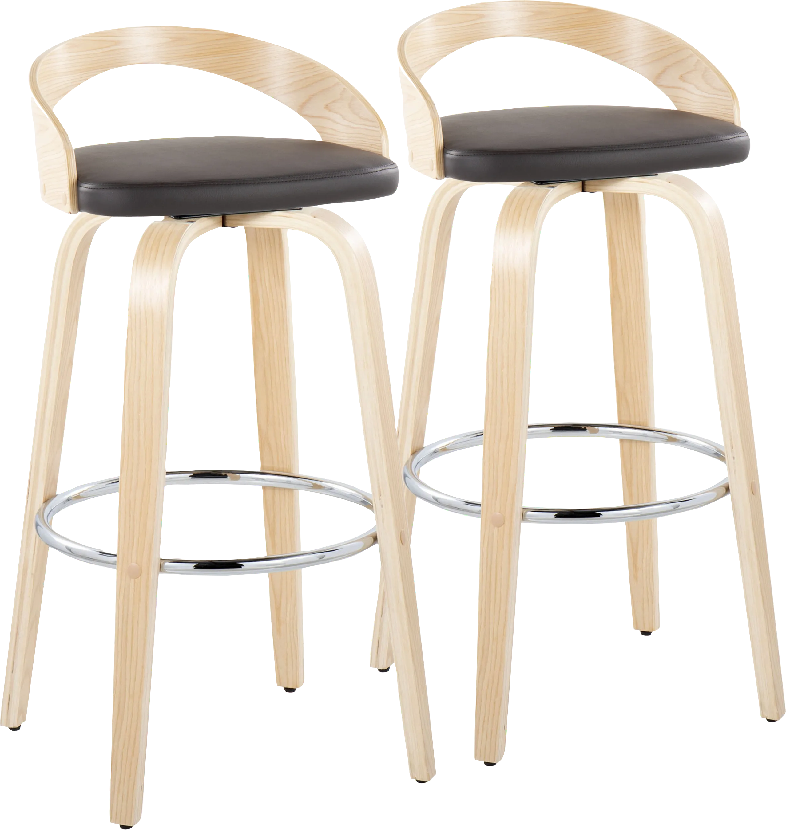 Zykaan X Brown Swivel Barstool, Set of 2 - Thumbnail - Image 1
