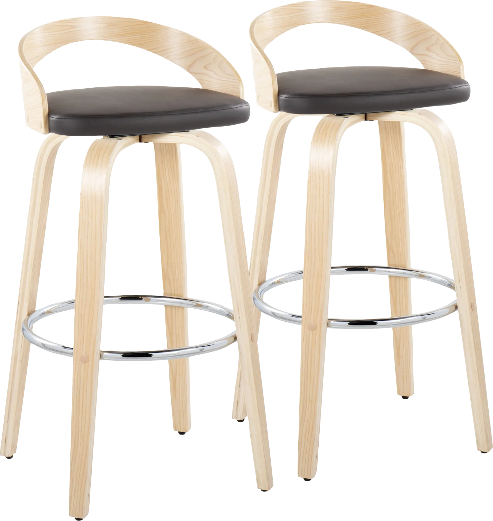 Zykaan X Brown Swivel Barstool, Set of 2 - Image 1