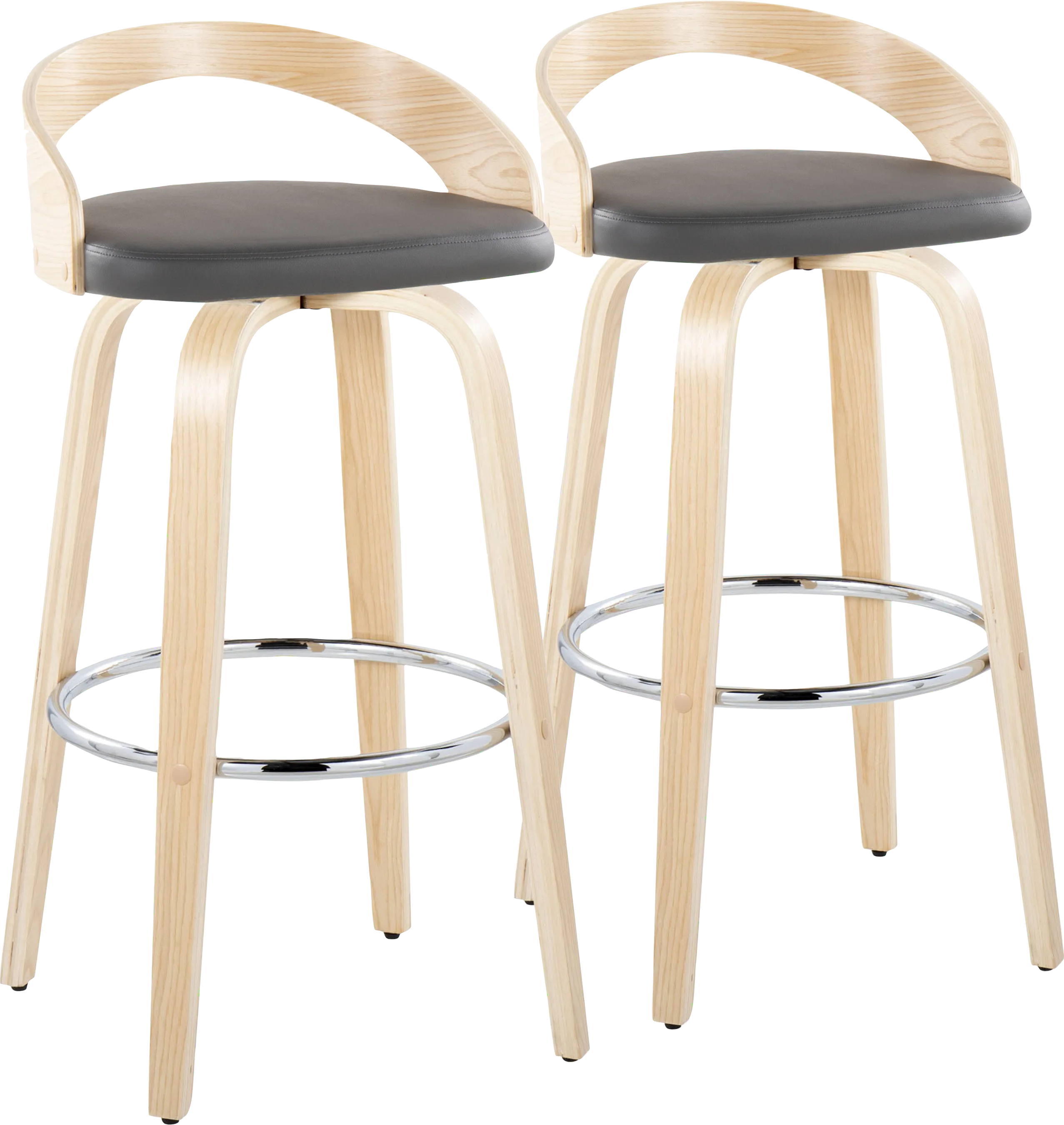 Zykan X Gray Swivel Barstool, Set of 2 - Thumbnail - Image 1