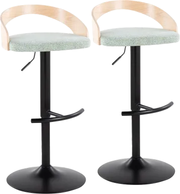 Zykan XII Light Green Adjustable Barstool, Set of 2