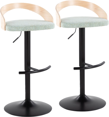 Zykan XII Light Green Adjustable Barstool, Set of 2