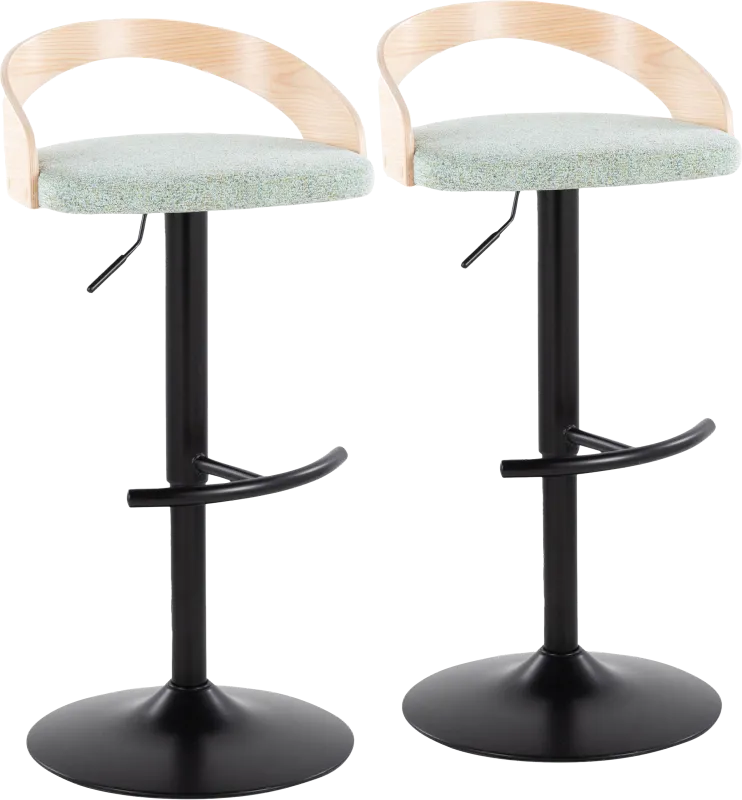 Zykan XII Light Green Adjustable Barstool, Set of 2