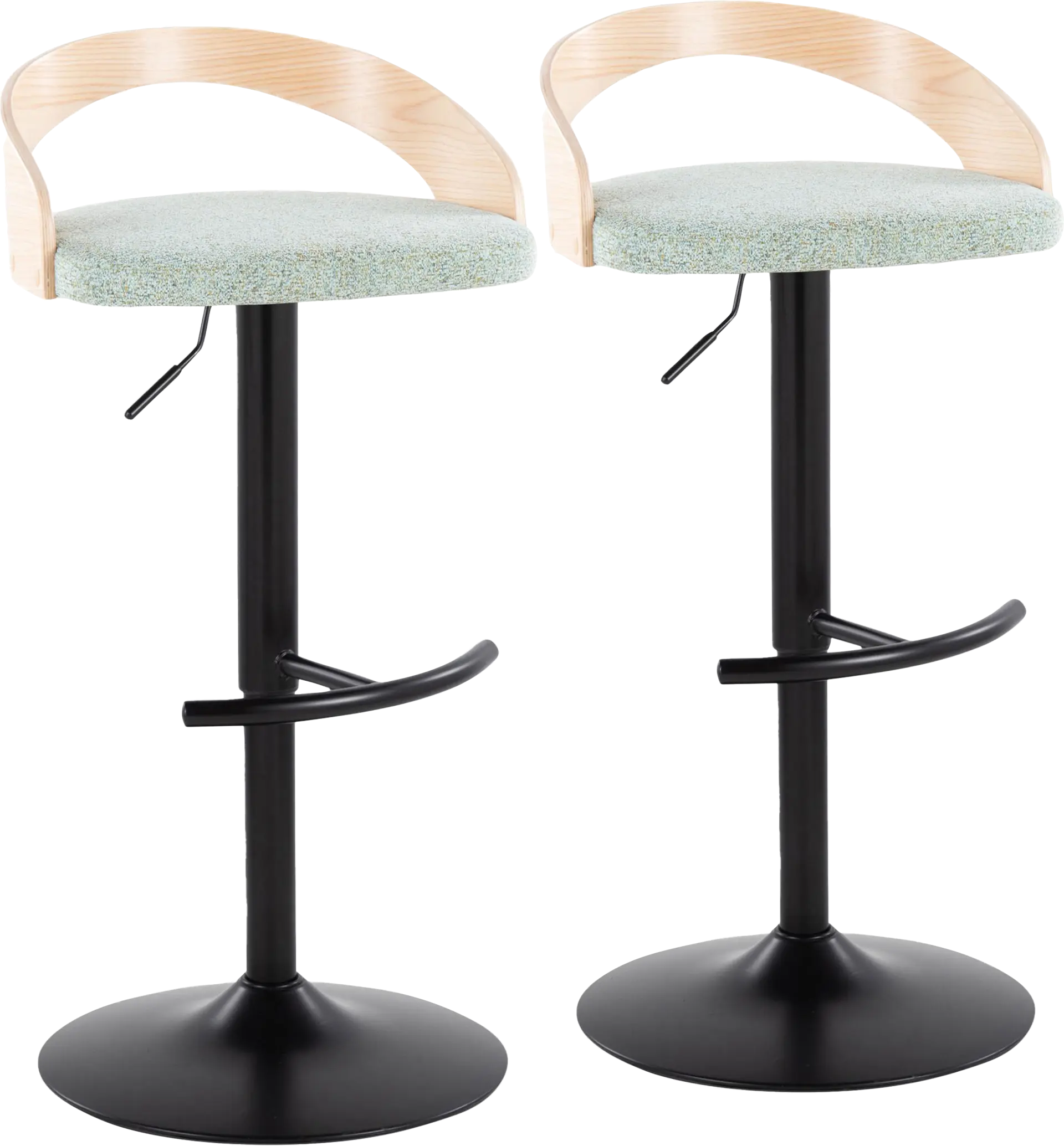 Zykan XII Light Green Adjustable Barstool, Set of 2
