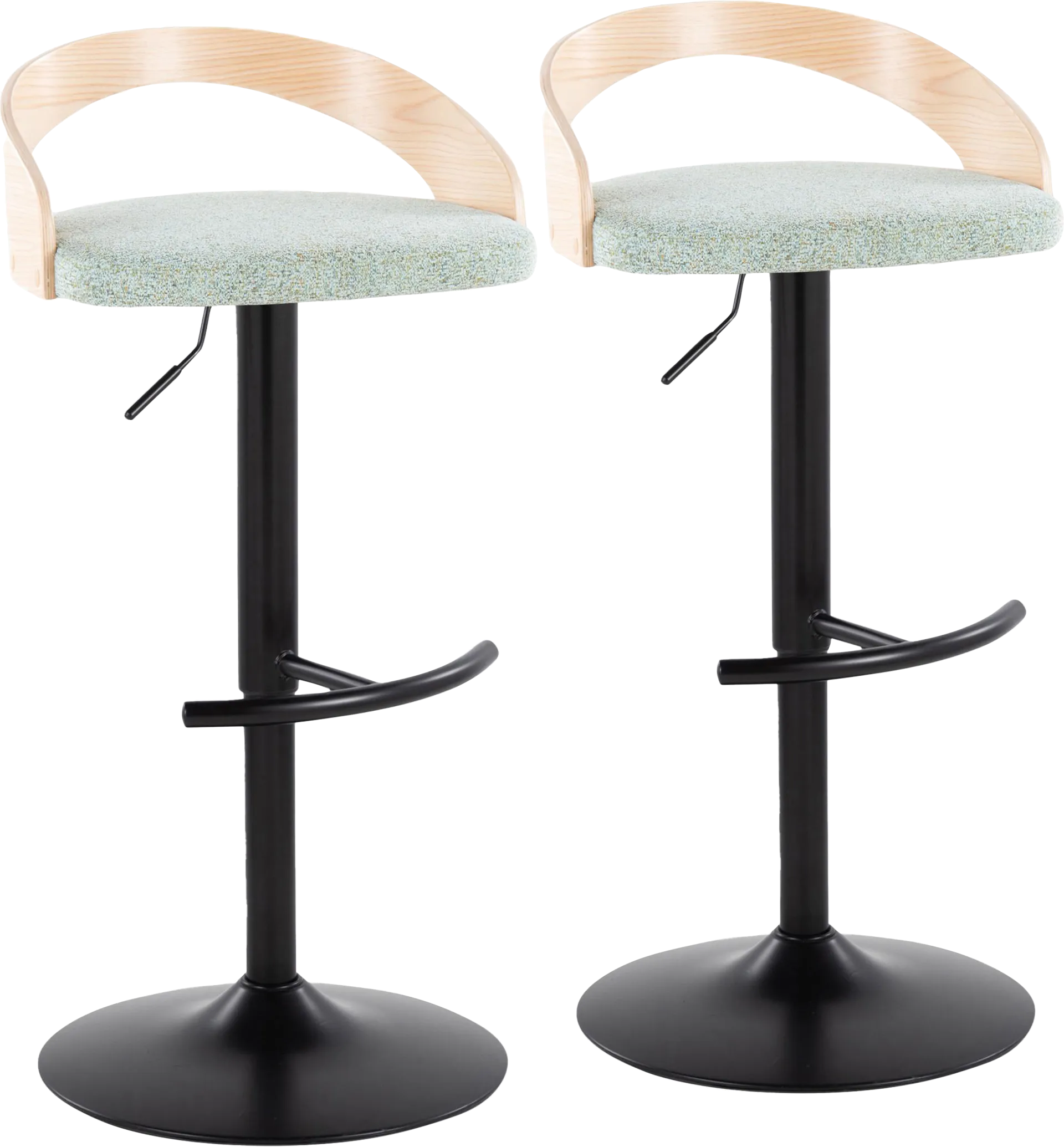 Zykan XII Light Green Adjustable Barstool, Set of 2 - Image 1
