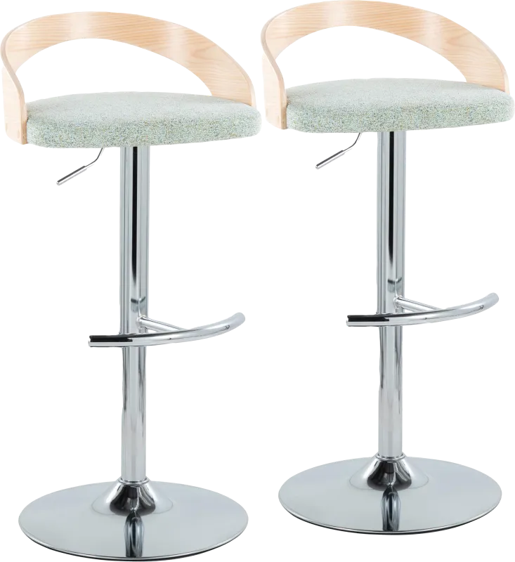Zykan XIII Light Green Adjustable Barstool, Set of 2