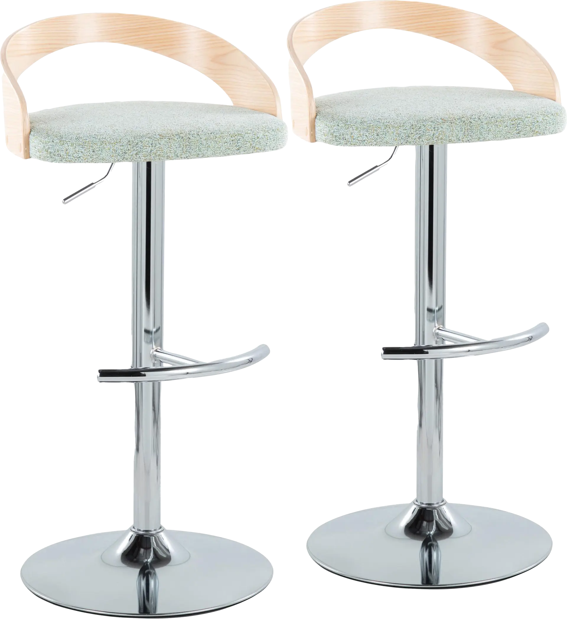 Zykan XIII Light Green Adjustable Barstool, Set of 2