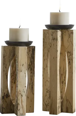 Jael Natural Candle Holder, Set of 2
