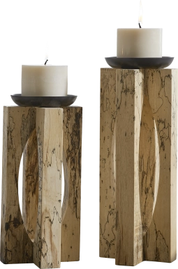 Jael Natural Candle Holder, Set of 2