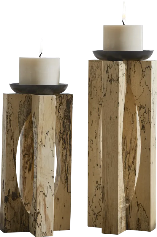 Jael Natural Candle Holder, Set of 2