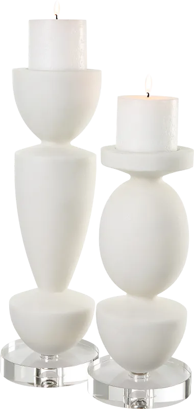 Toland White Candle Holder, Set of 2