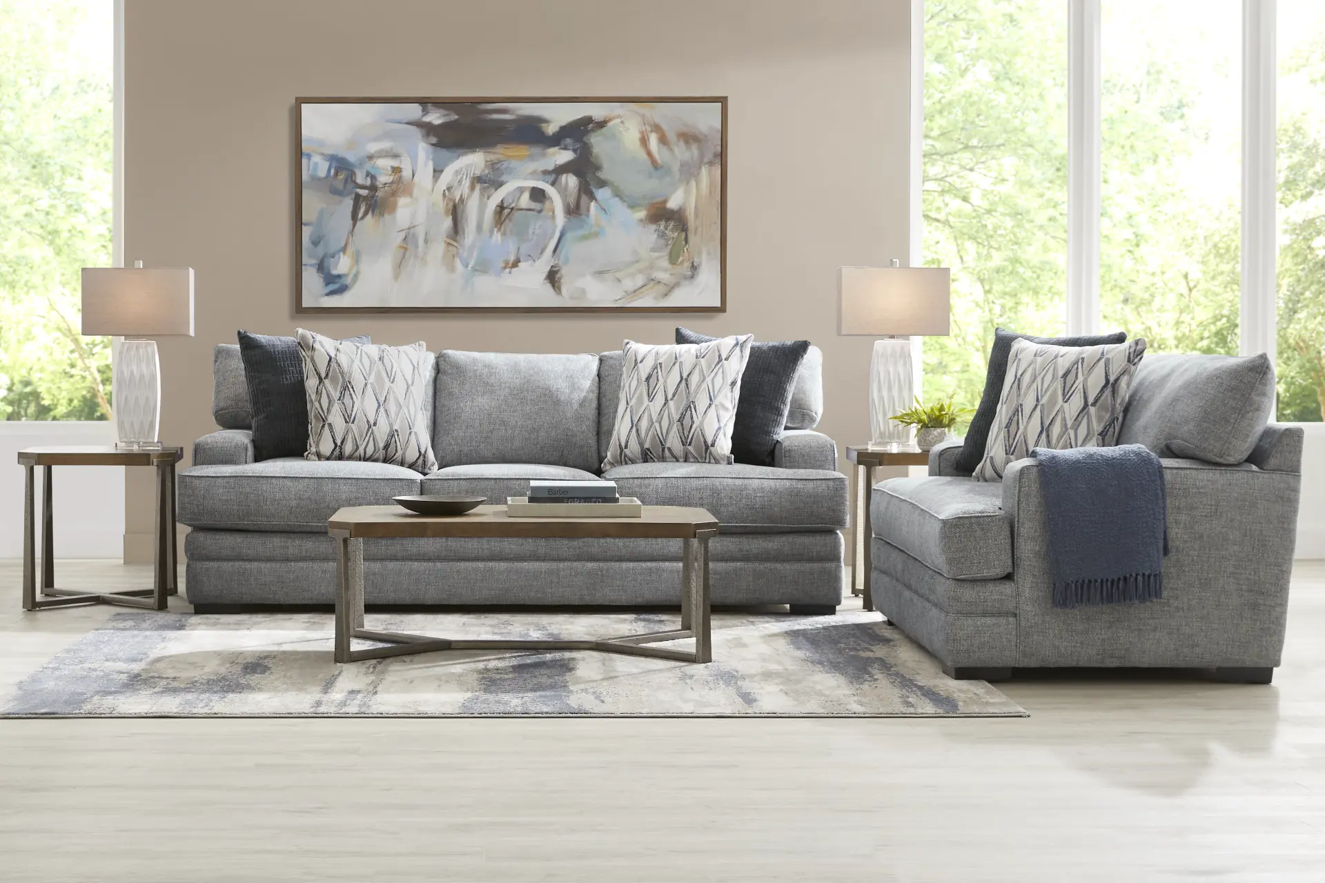 Morgan Falls Blue 2 Pc Living Room