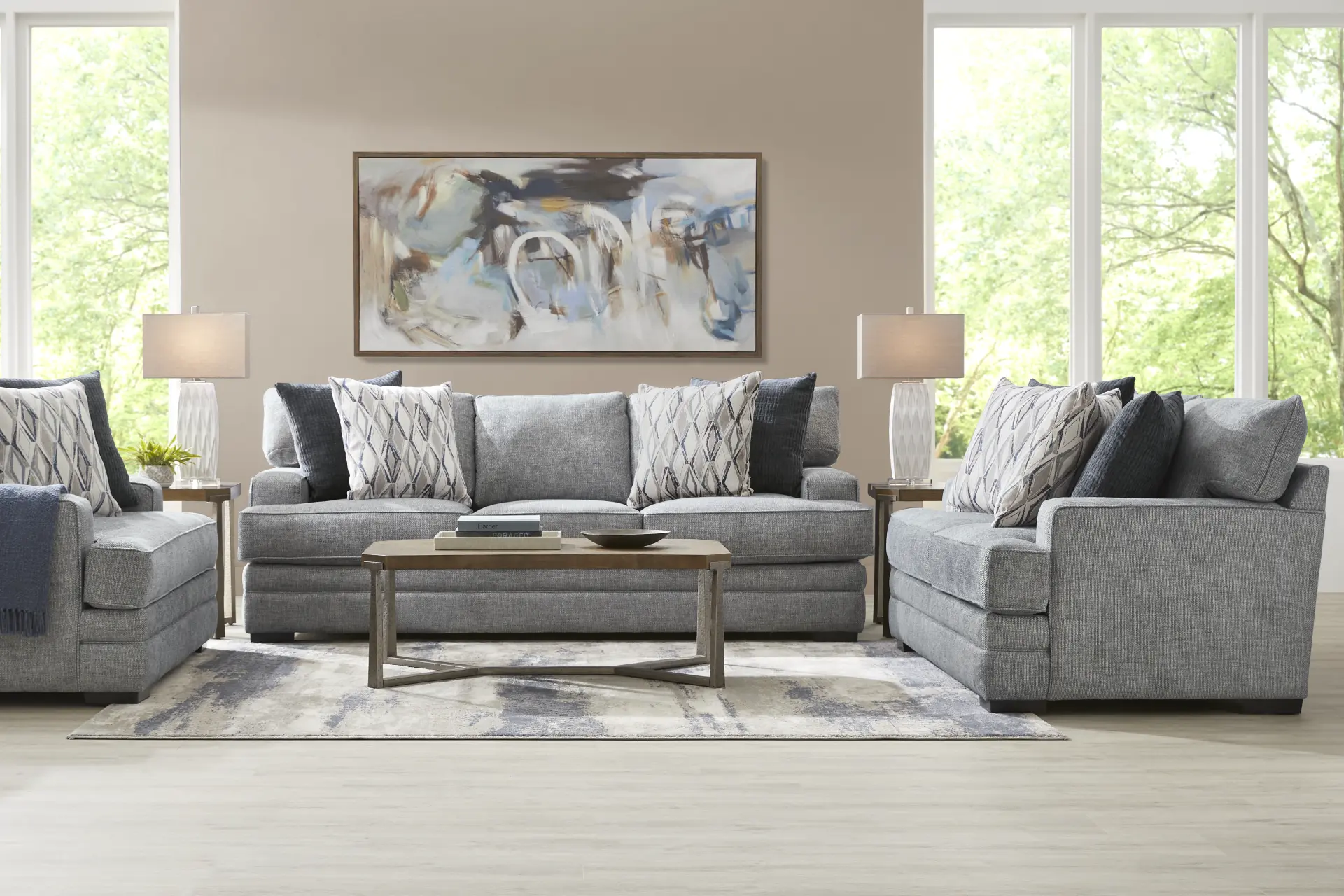Morgan Falls Blue 7 Pc Living Room