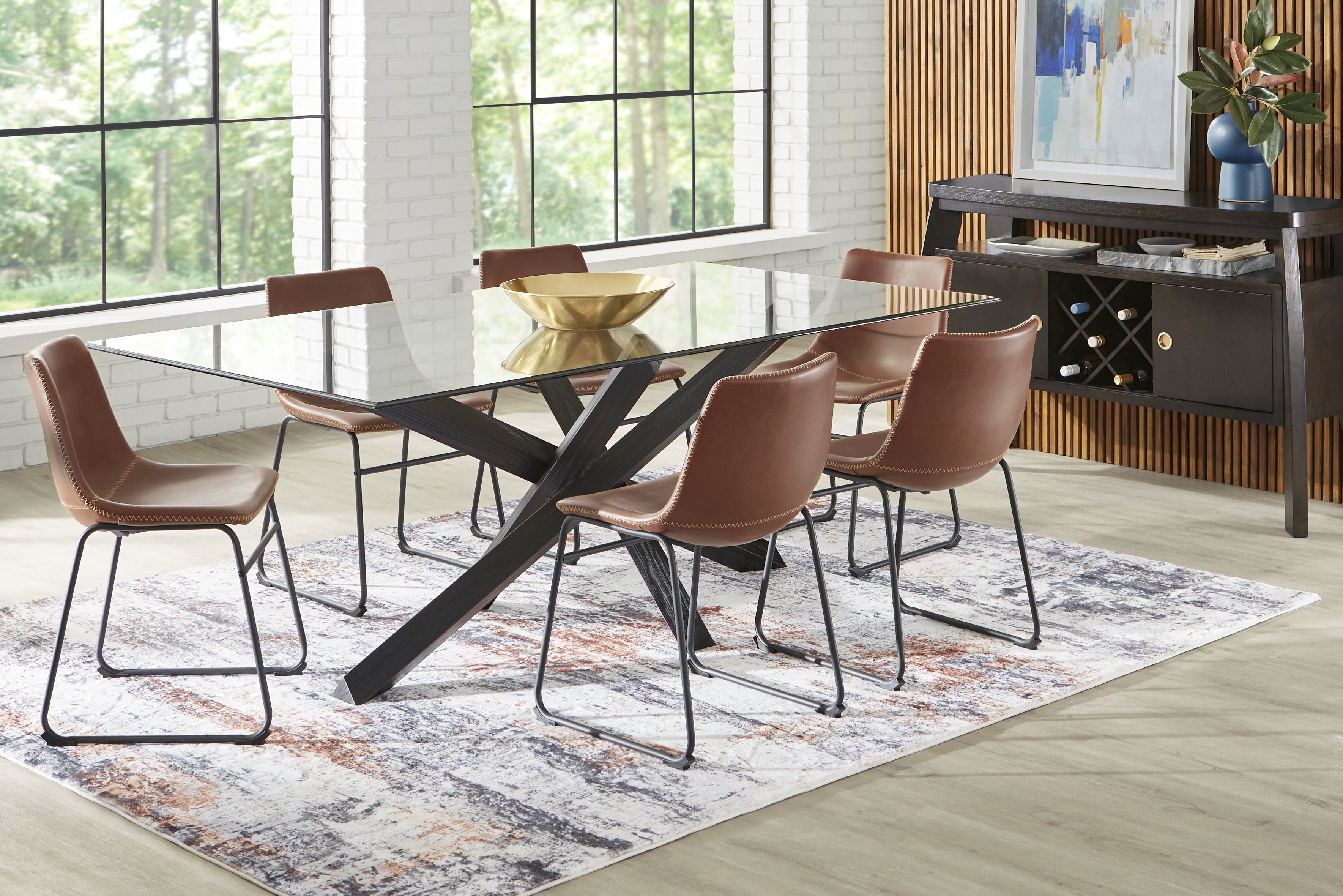 Hollybrooke Black 5 Pc Dining Room with Brown Chairs - Thumbnail - Image 1