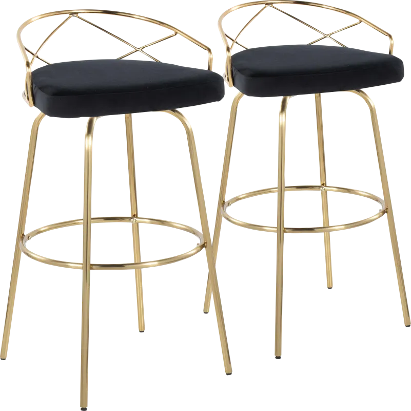 Ravensburg I Black Swivel Barstool, Set of 2