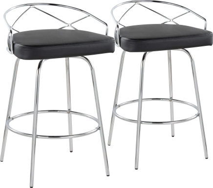 Ravensburg III Black Swivel Counter Height Stool, Set of 2