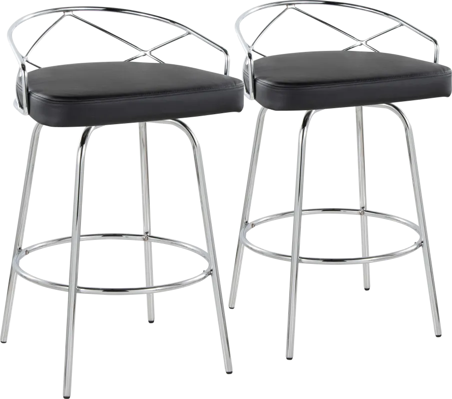 Ravensburg III Black Swivel Counter Height Stool, Set of 2