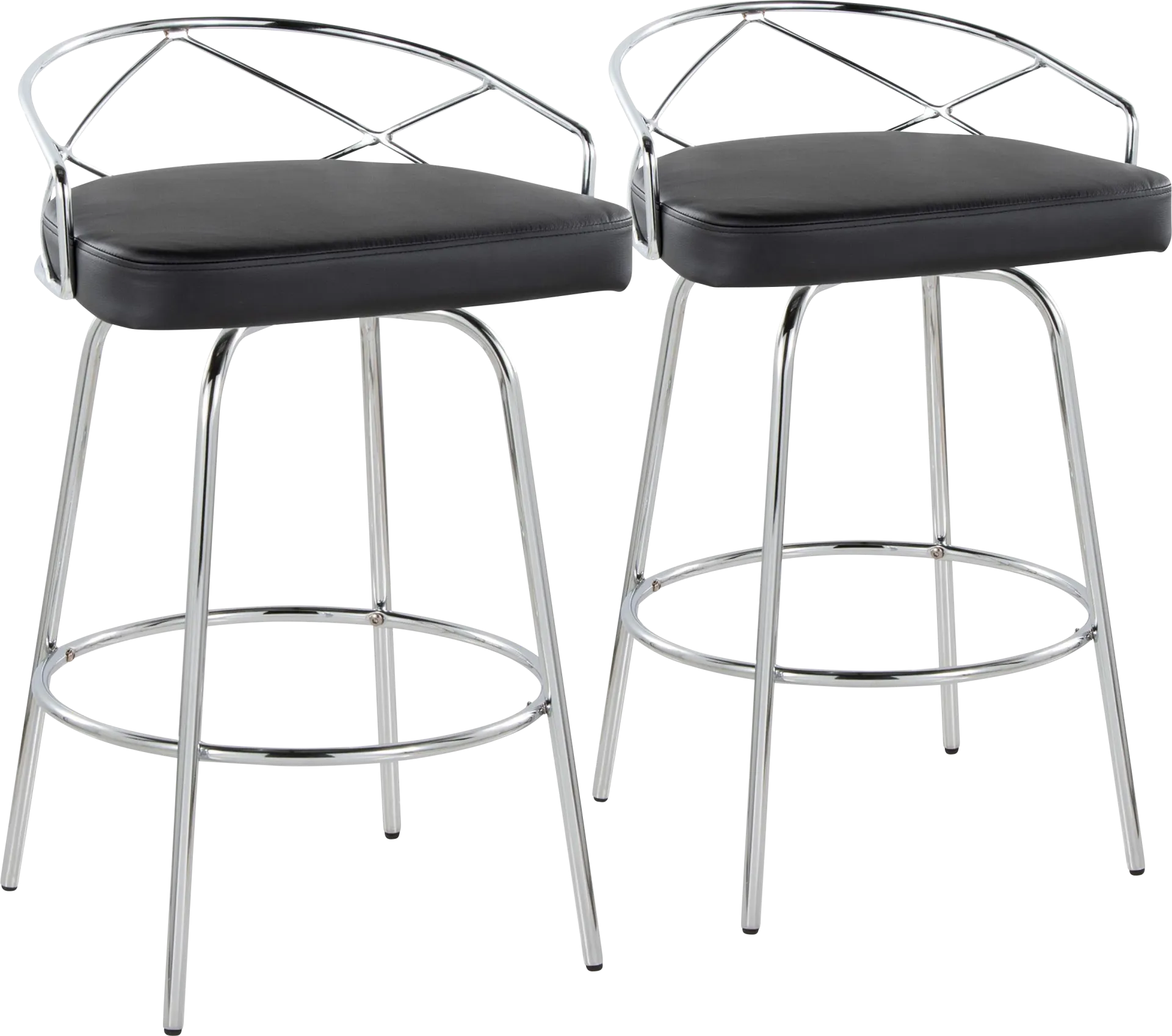 Ravensburg III Black Swivel Counter Height Stool, Set of 2 - Image 1