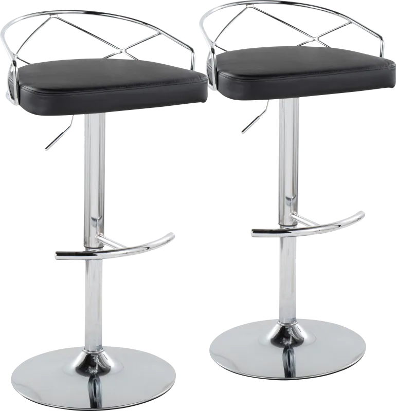 Ravensburg IV Black Adjustable Barstool, Set of 2