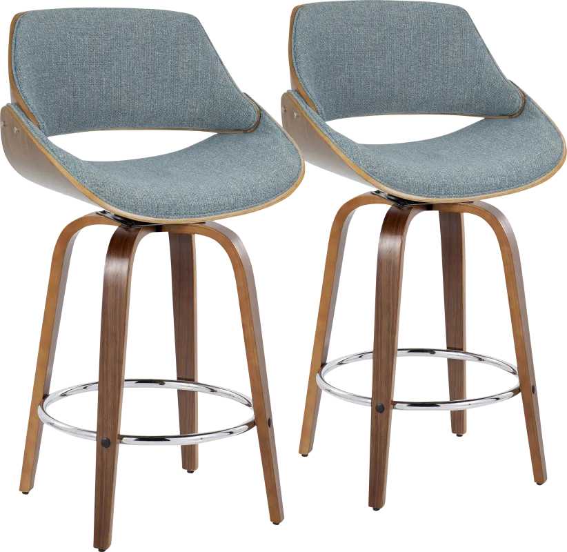 Torlina II Blue Swivel Counter Height Stool, Set of 2