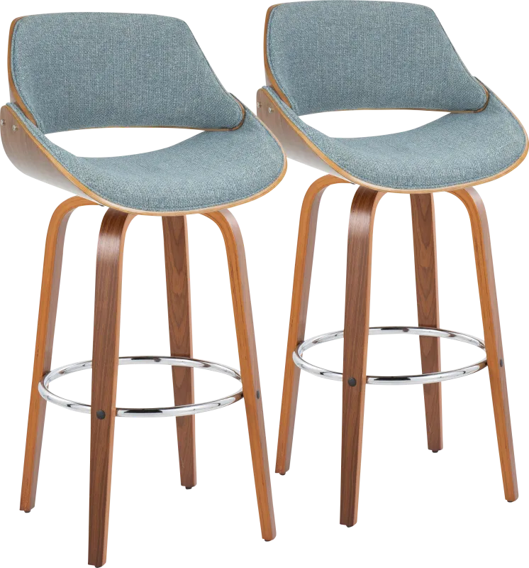 Torlina II Blue Swivel Barstool, Set of 2