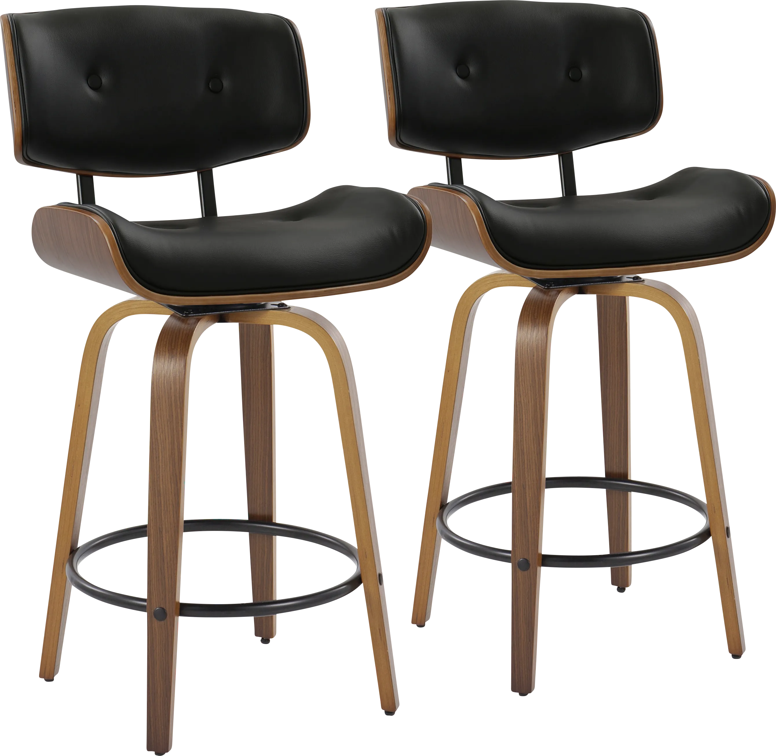 Tesshire II Black Swivel Counter Height Stool, Set of 2 - Thumbnail - Image 1