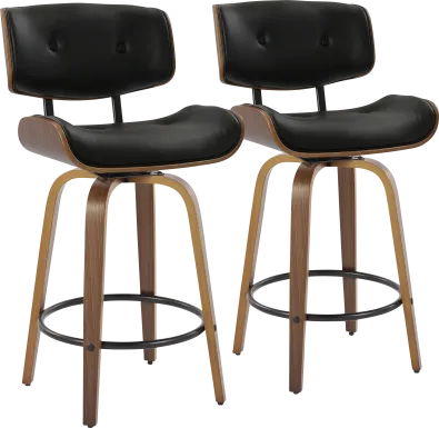 Tesshire II Black Swivel Counter Height Stool, Set of 2