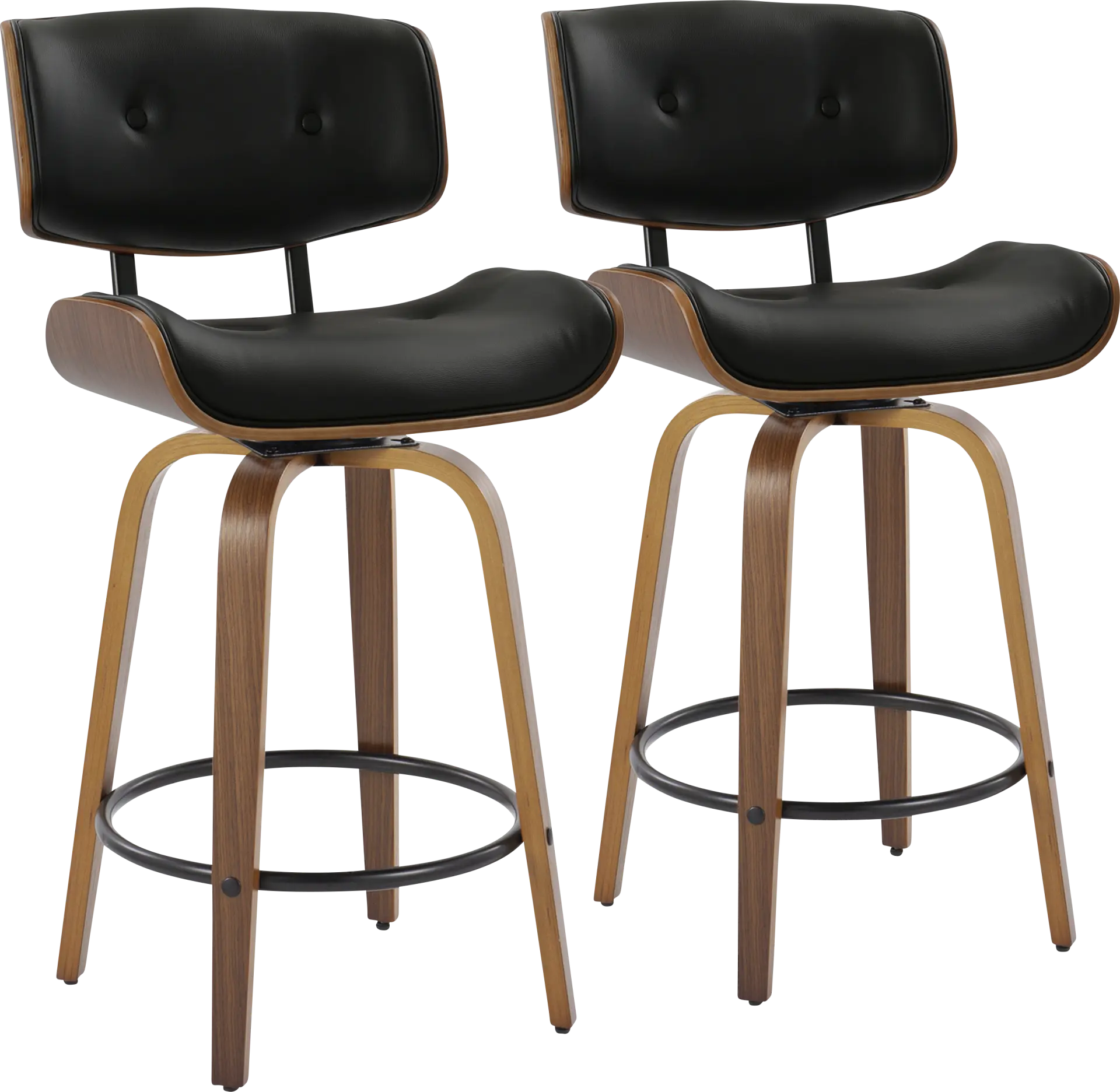 Tesshire II Black Swivel Counter Height Stool, Set of 2
