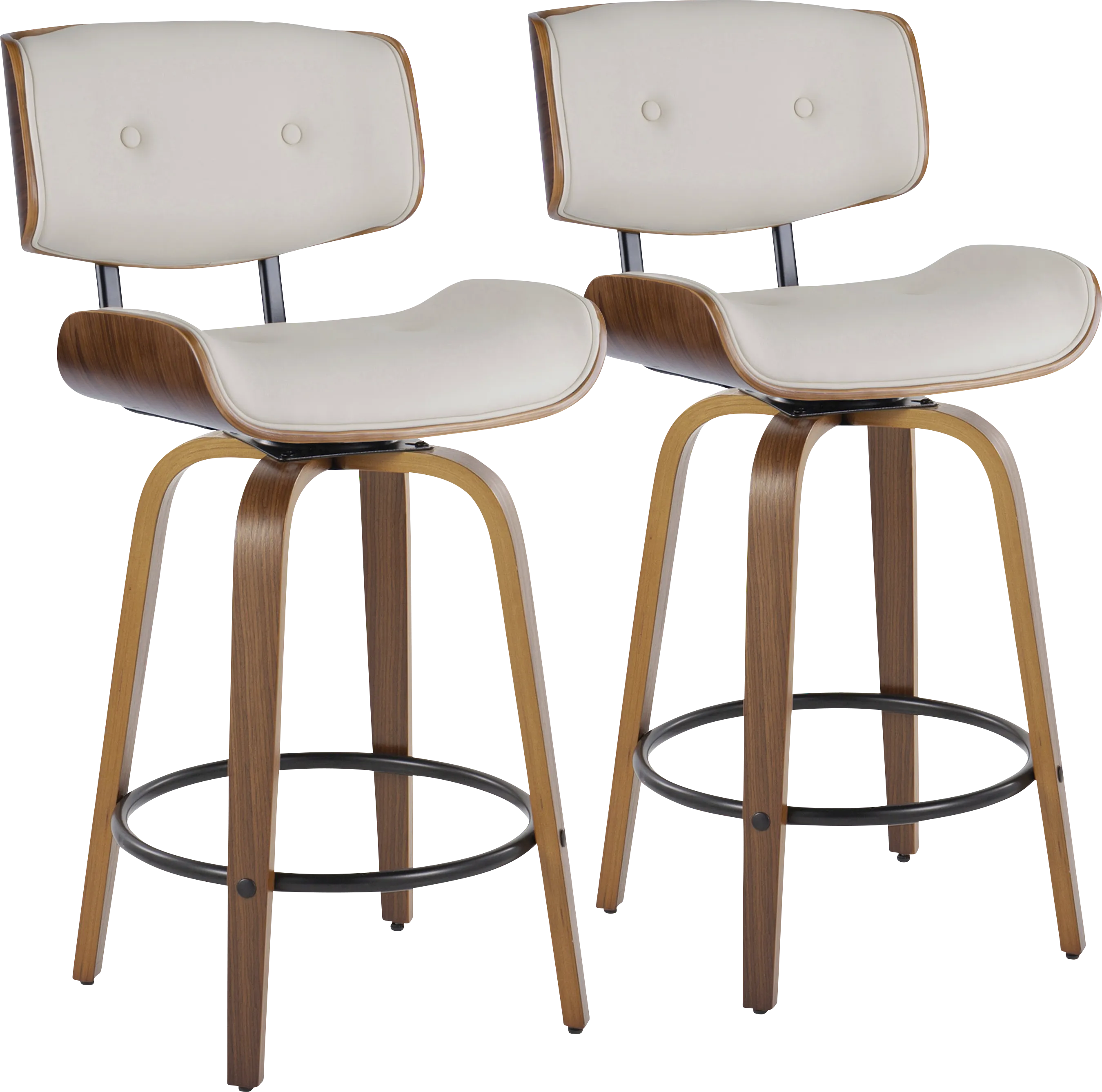 Tesshire II Cream Swivel Counter Height Stool, Set of 2