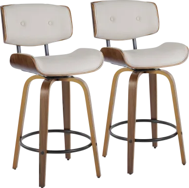 Tesshire II Cream Swivel Counter Height Stool, Set of 2