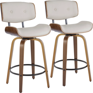 Tesshire II Cream Swivel Counter Height Stool, Set of 2
