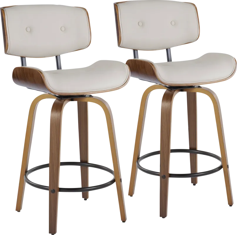 Tesshire II Cream Swivel Counter Height Stool, Set of 2