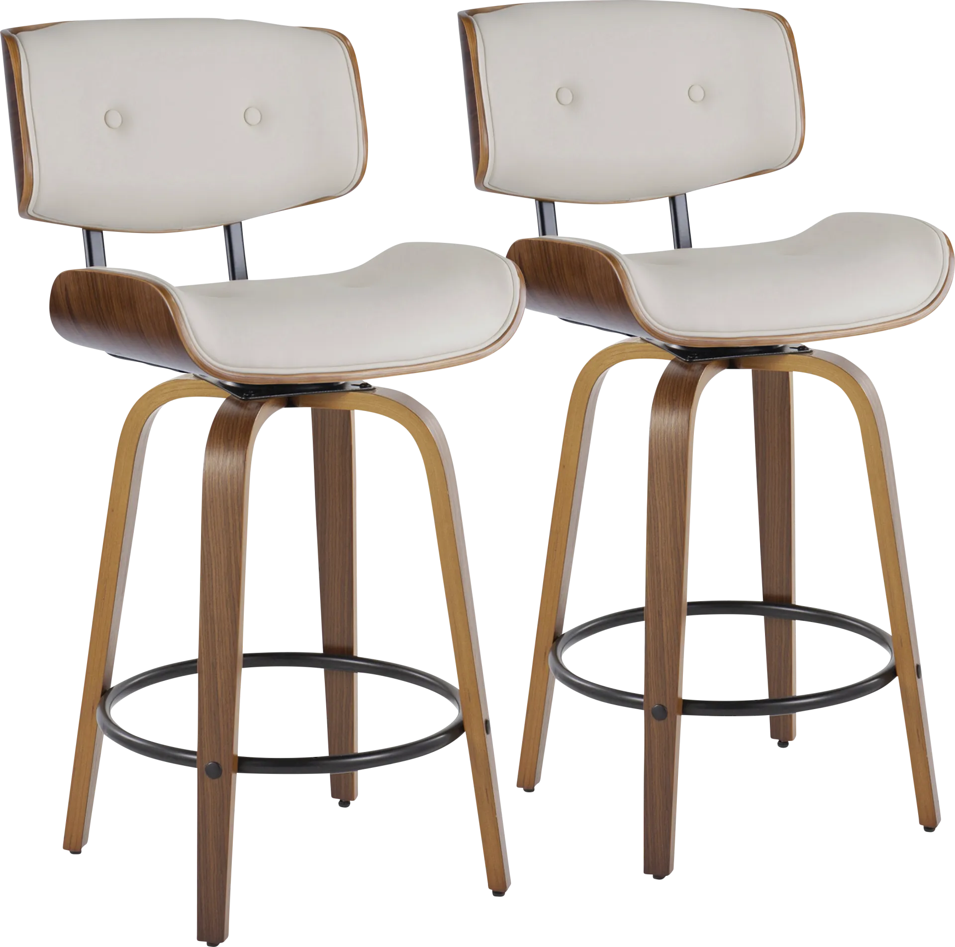 Tesshire II Cream Swivel Counter Height Stool, Set of 2 - Image 1