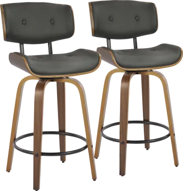 Tesshire II Gray Swivel Counter Height Stool, Set of 2