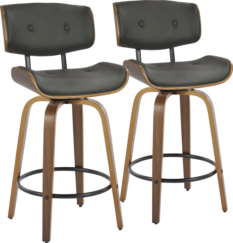 Tesshire II Gray Swivel Counter Height Stool, Set of 2